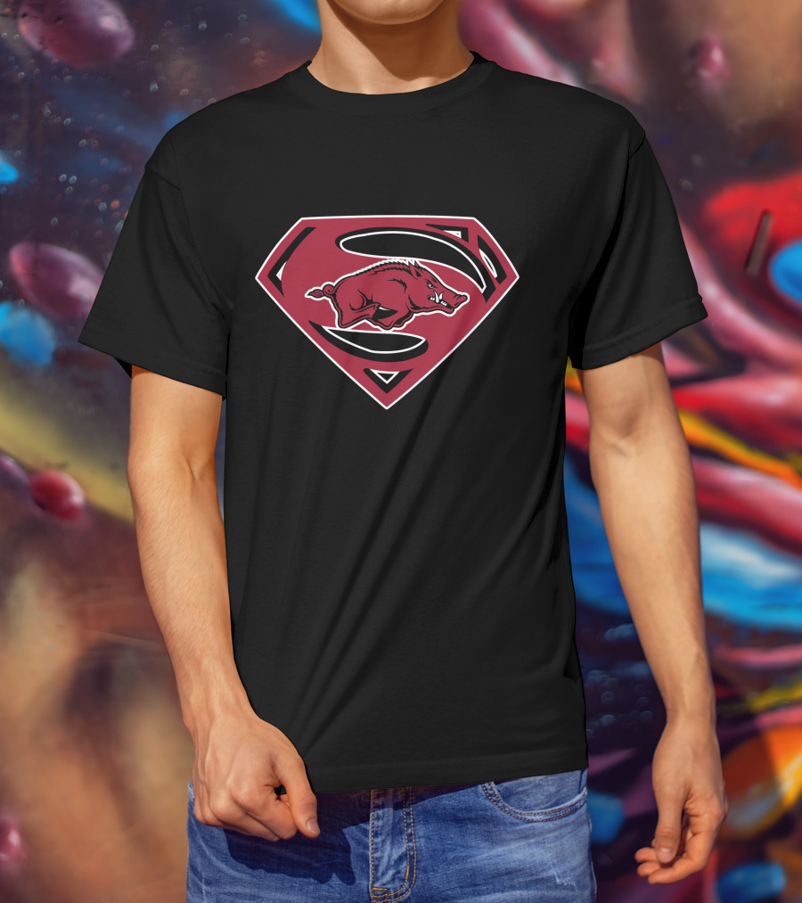 Arkansas Razorbacks Superman Logo Emblem T-Shirt