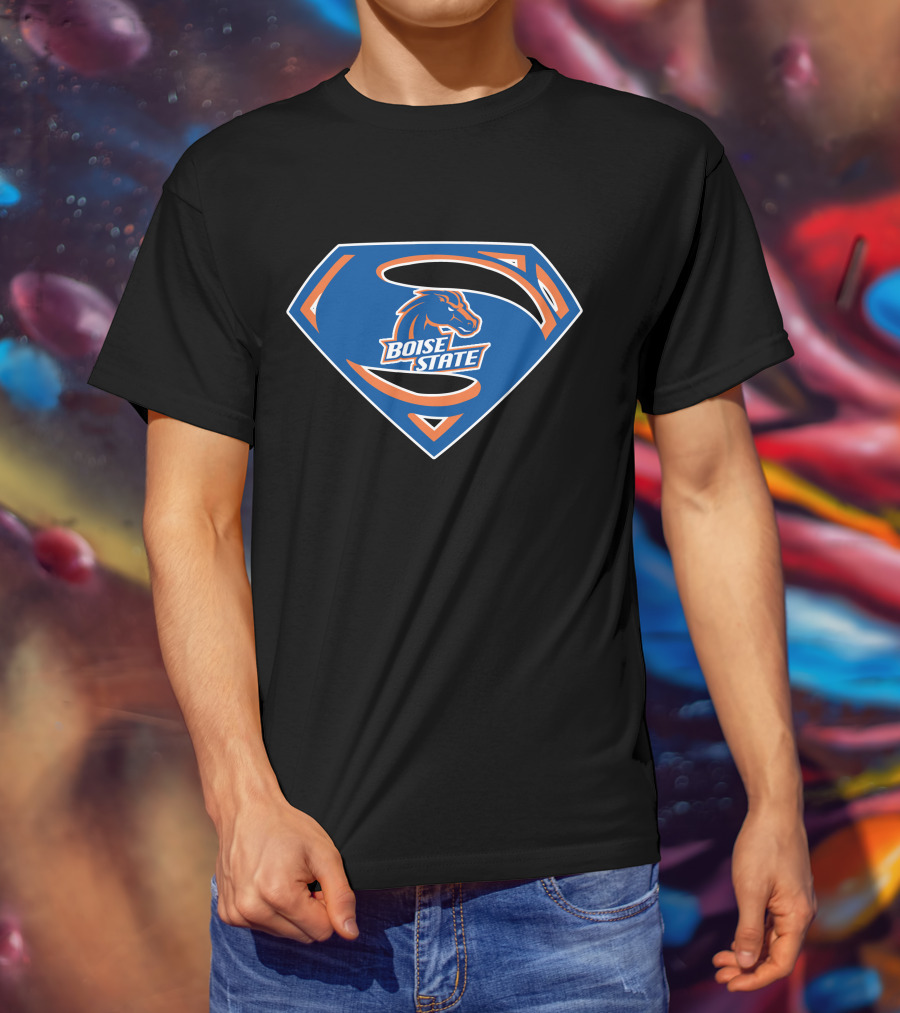 Boise State Superman Boise State Broncos Super Hero Emblem T-Shirt