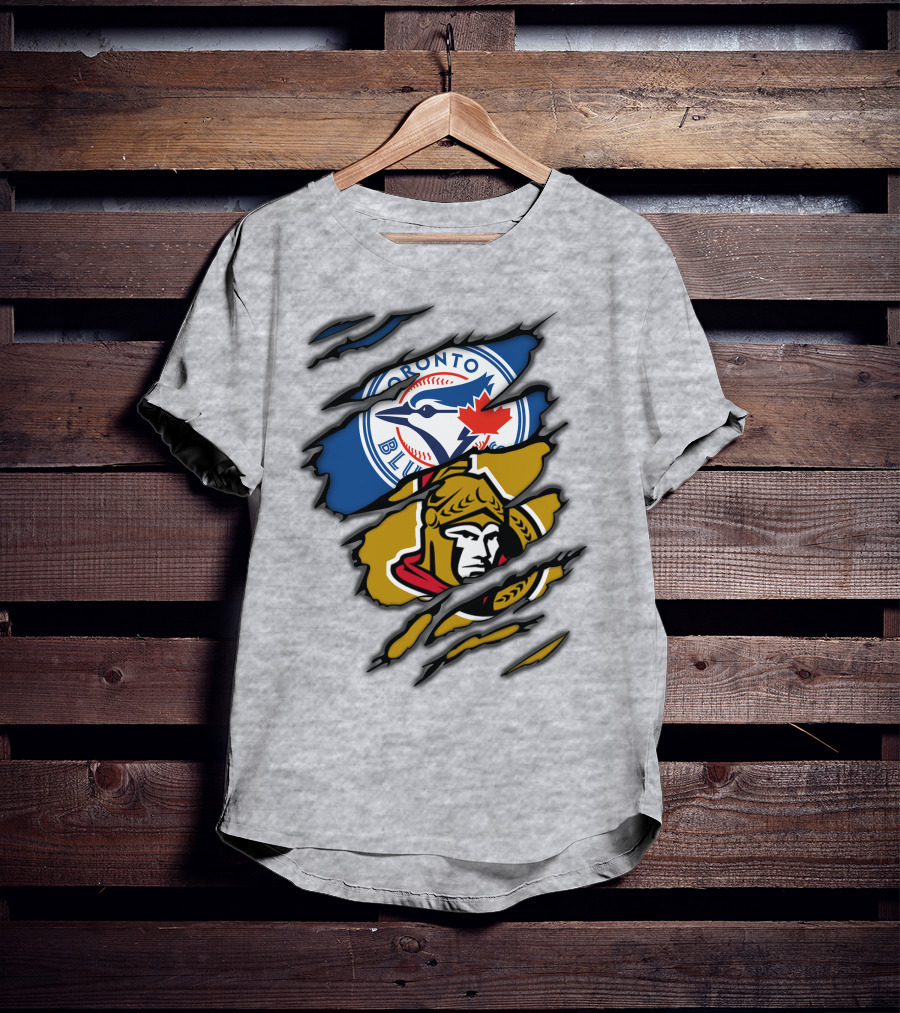 Toronto Blue Jays Ottawa Senators Dual Logo Rip T-Shirt