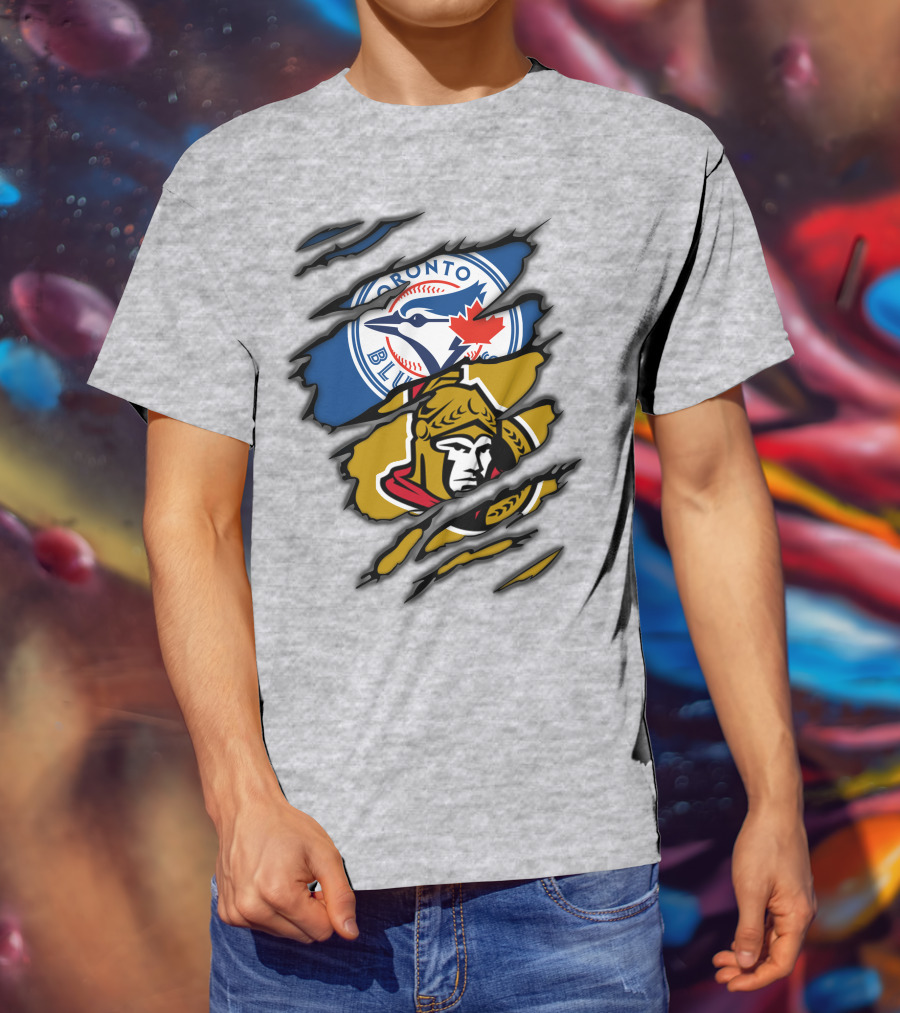 Toronto Blue Jays Ottawa Senators Dual Logo Rip T-Shirt