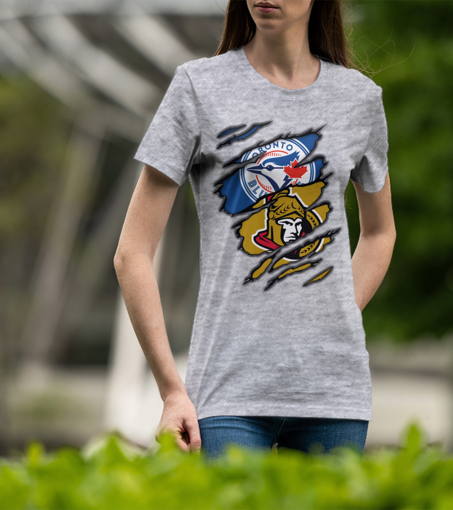 Toronto Blue Jays Ottawa Senators Dual Logo Rip T-Shirt