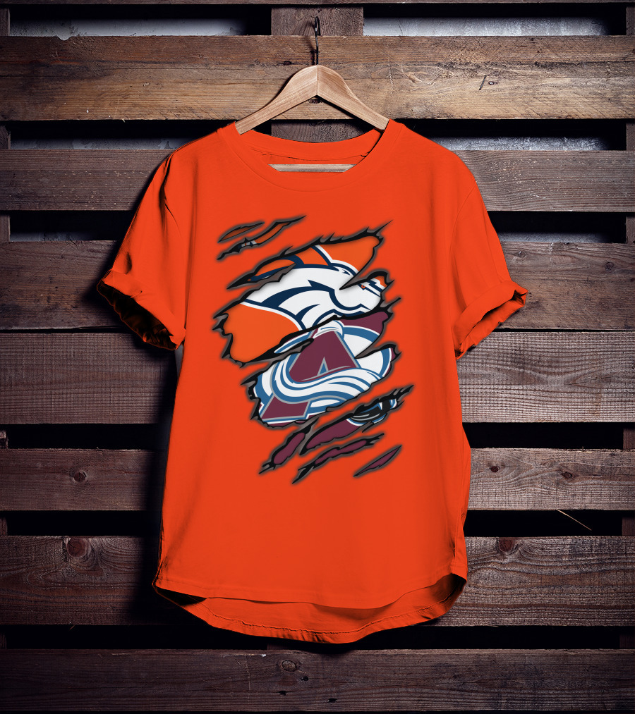 Broncos Avalanche Nfl Nhl Logo Crossover Collaboration T-Shirt