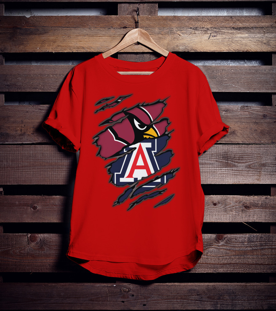 Arizona Cardinals University Wildcats Logo Fusion T-Shirt