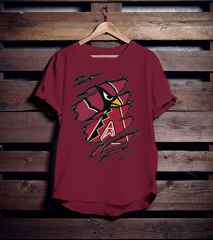 Cardinals And Diamondbacks Union Ripped Claw Marks Logo Fan T-Shirt