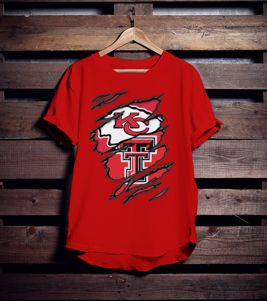 Kansas City Chiefs Texas Tech Red Raiders Logo Fusion T-Shirt