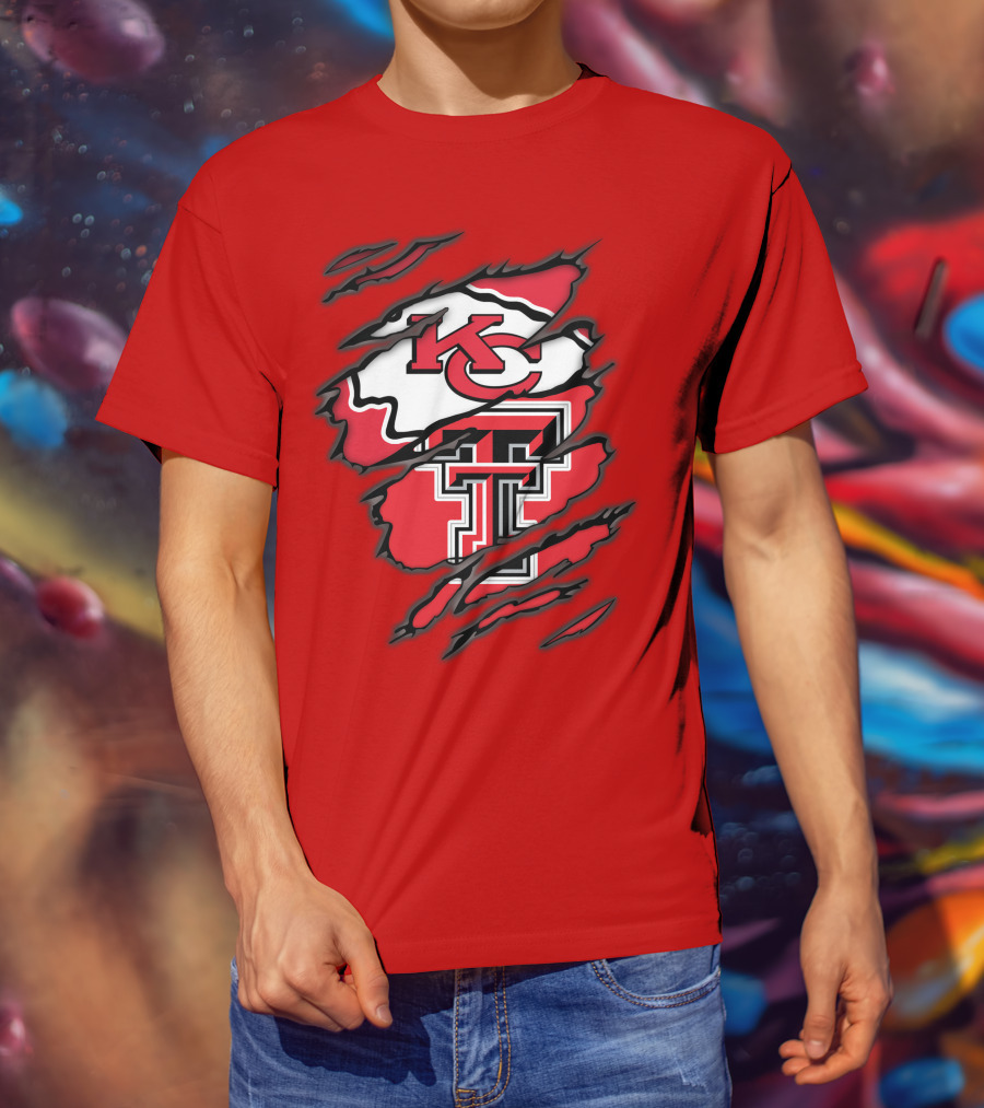 Kansas City Chiefs Texas Tech Red Raiders Logo Fusion T-Shirt