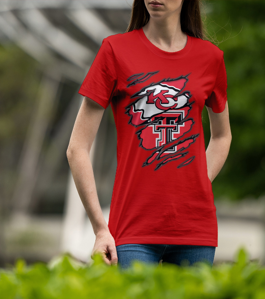 Kansas City Chiefs Texas Tech Red Raiders Logo Fusion T-Shirt