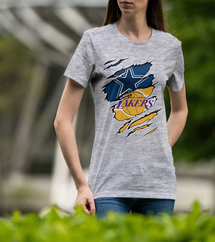 Dallas Cowboys Los Angeles Lakers Logo Mashup T-Shirt