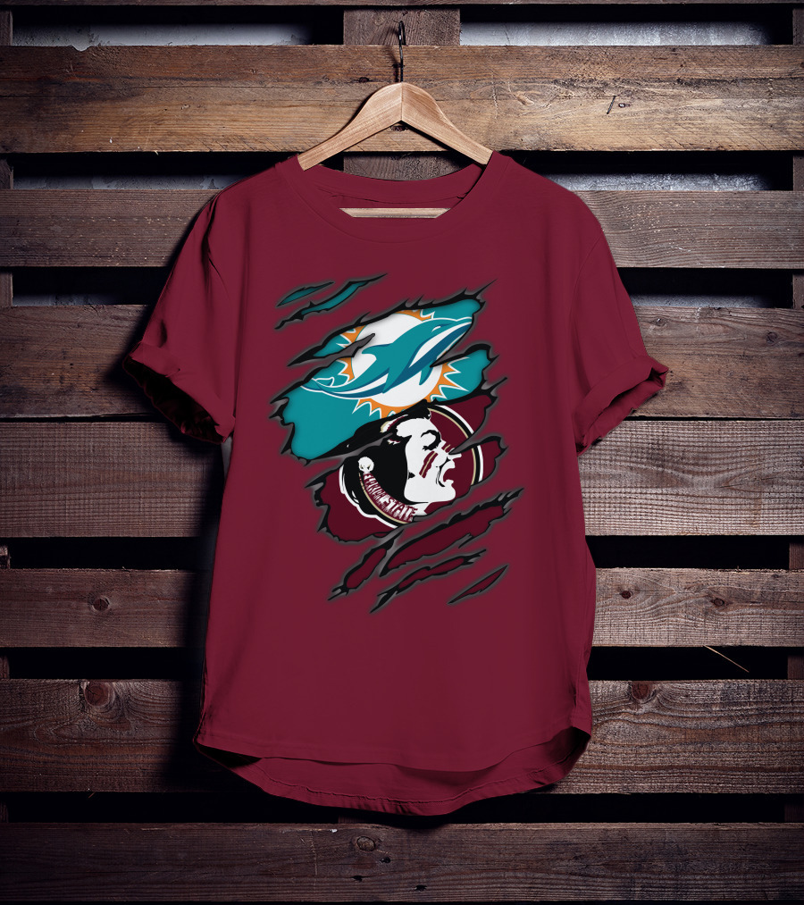 Miami Dolphins Florida State Seminoles Logo Mashup T-Shirt