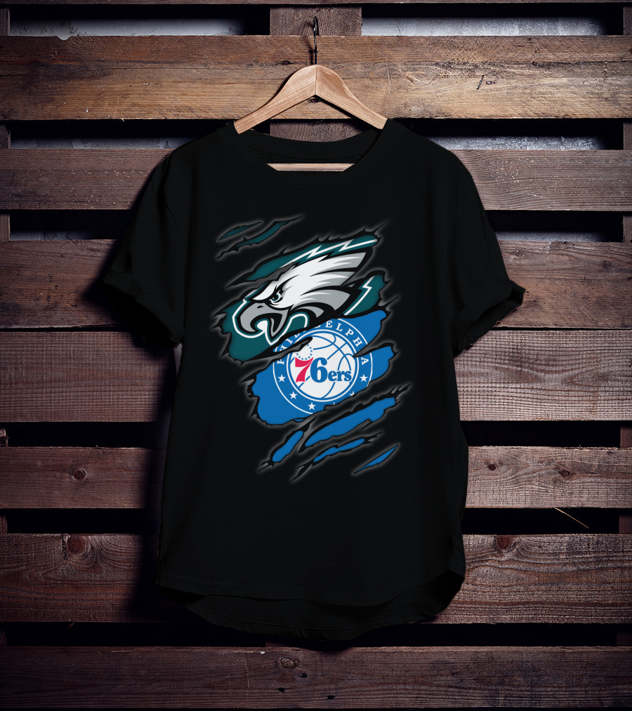 Philadelphia Eagles And 76ers Logos Combo T-Shirt