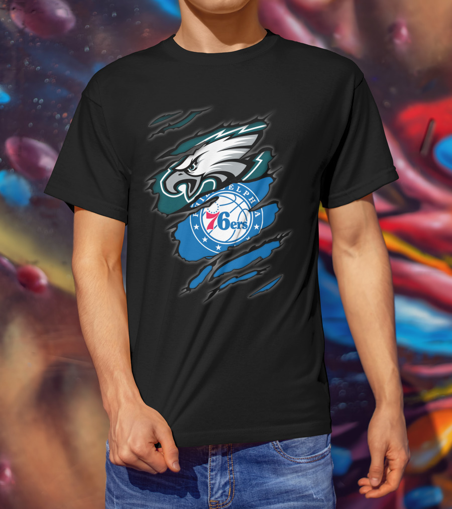 Philadelphia Eagles And 76ers Logos Combo T-Shirt