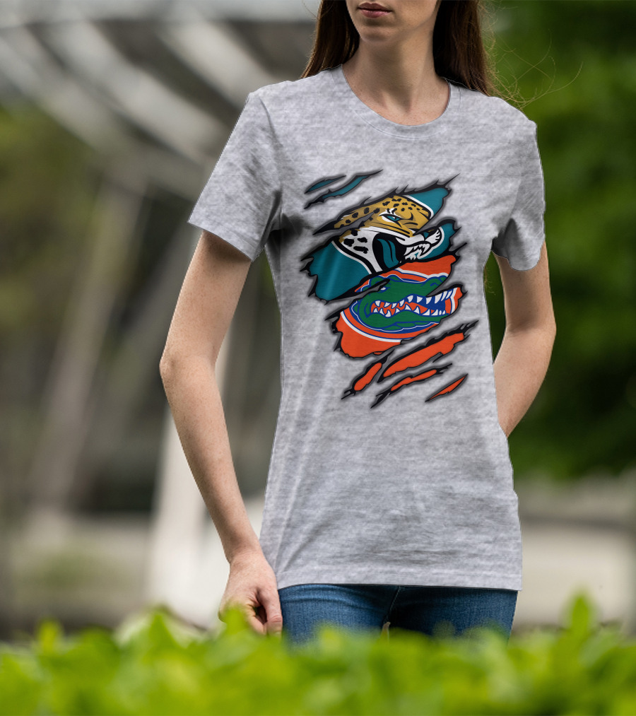 Jacksonville Jaguars Florida Gators Crossover Fan Gear Duo Team Spirit T-Shirt