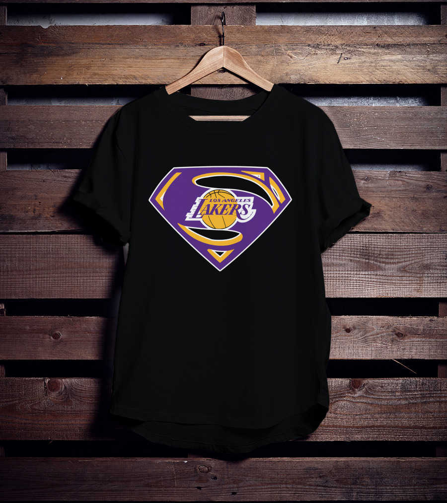 Los Angeles Lakers Purple Superman Shield T-Shirt