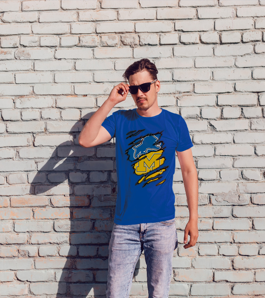 Detroit Lions Michigan Wolverines Crossover T-Shirt
