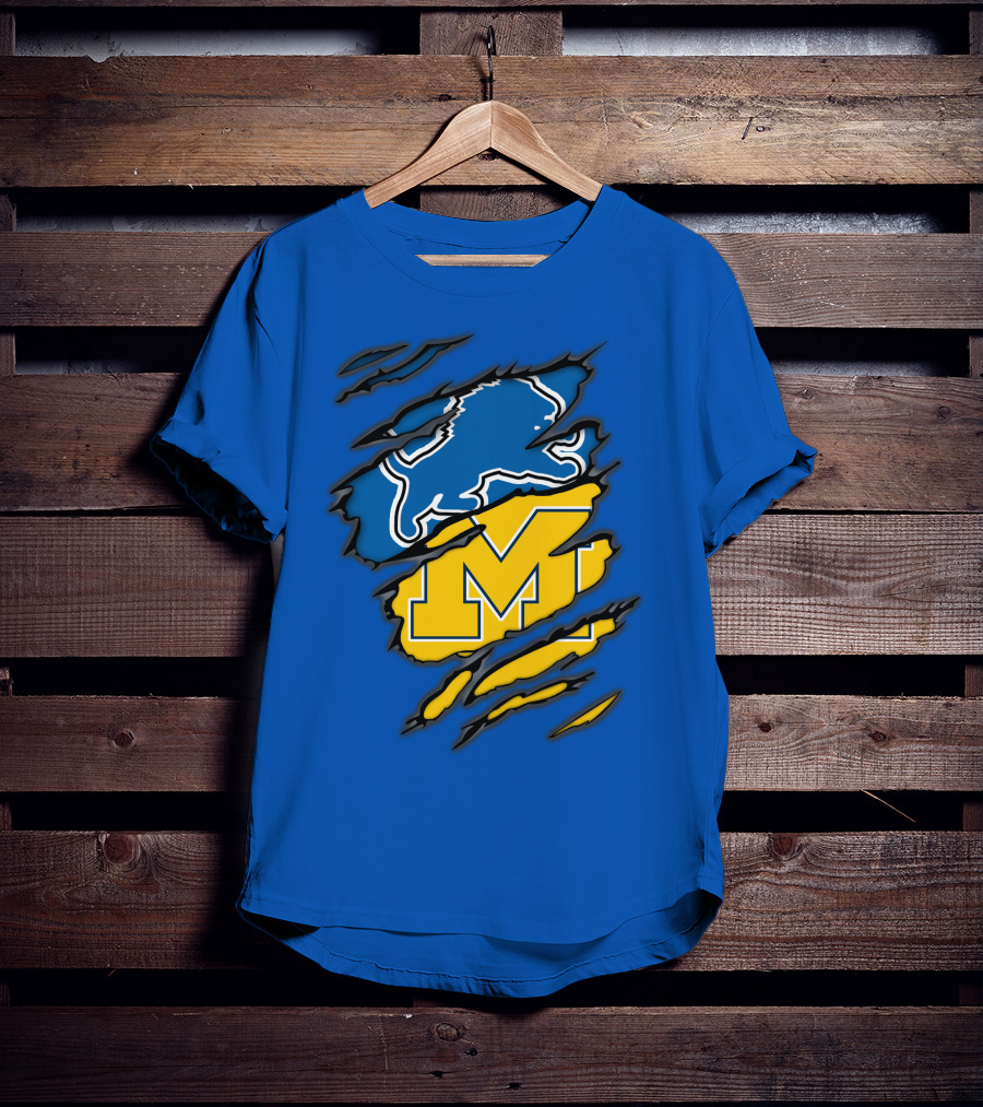 Detroit Lions Michigan Wolverines Crossover T-Shirt