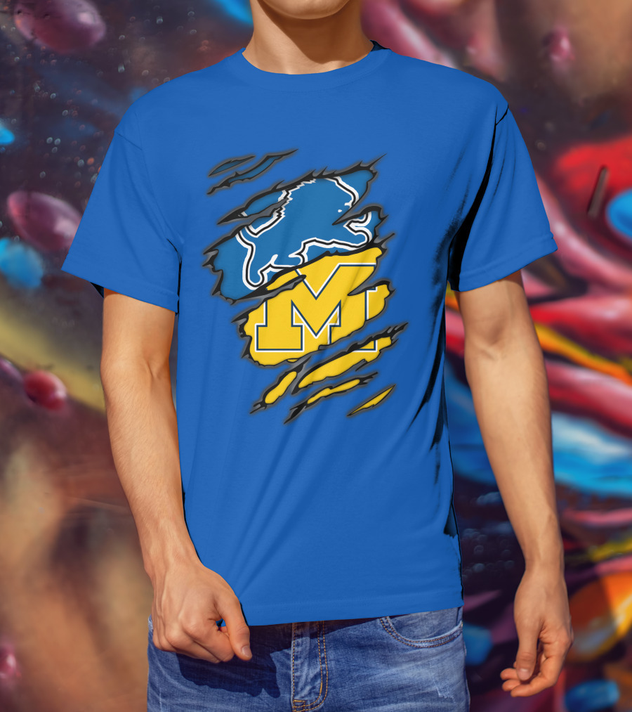 Detroit Lions Michigan Wolverines Crossover T-Shirt