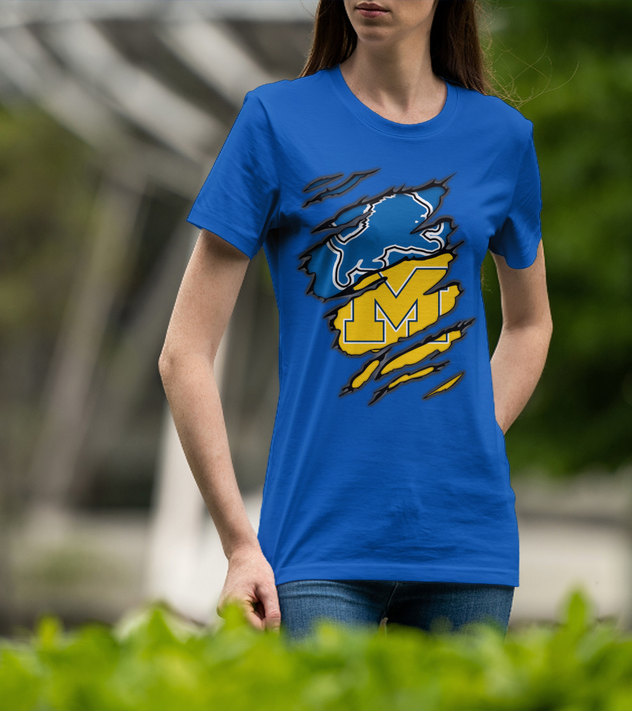 Detroit Lions Michigan Wolverines Crossover T-Shirt