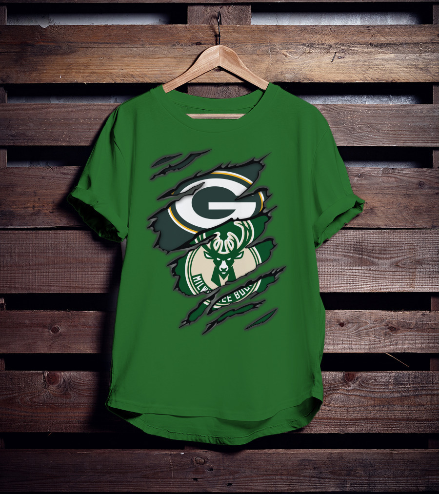 Green Bay Packers Milwaukee Bucks Crossover T-Shirt