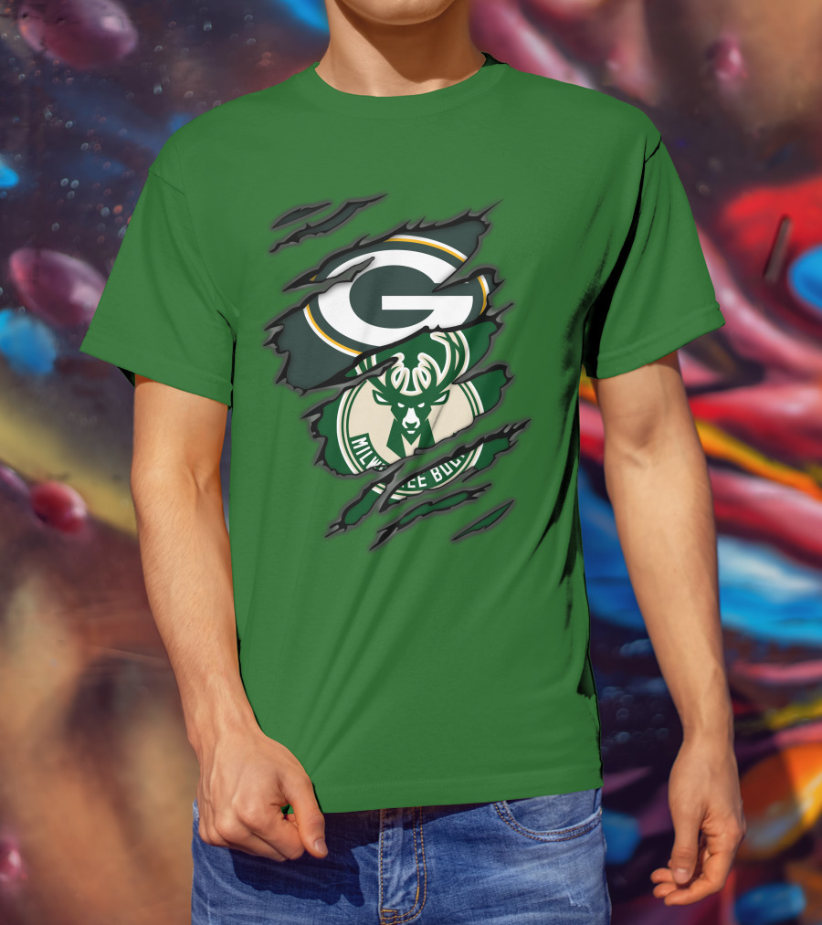 Green Bay Packers Milwaukee Bucks Crossover T-Shirt