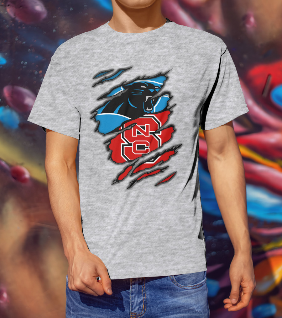 Carolina Panthers Nc State Wolfpack Claw Mark Logo Mashup T-Shirt