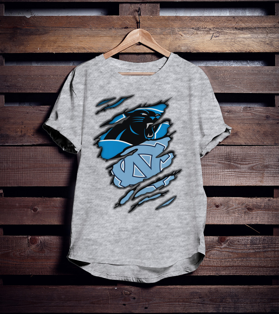 Carolina Panthers And North Carolina Tar Heels Logo Mashup T-Shirt