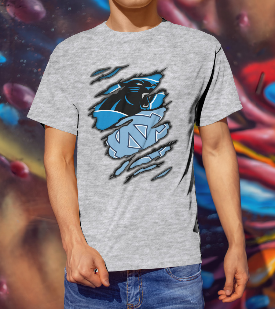 Carolina Panthers And North Carolina Tar Heels Logo Mashup T-Shirt