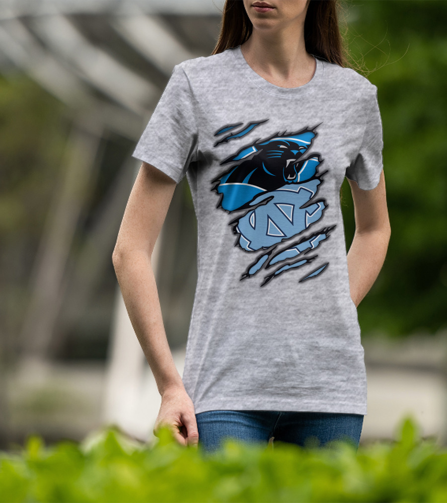 Carolina Panthers And North Carolina Tar Heels Logo Mashup T-Shirt