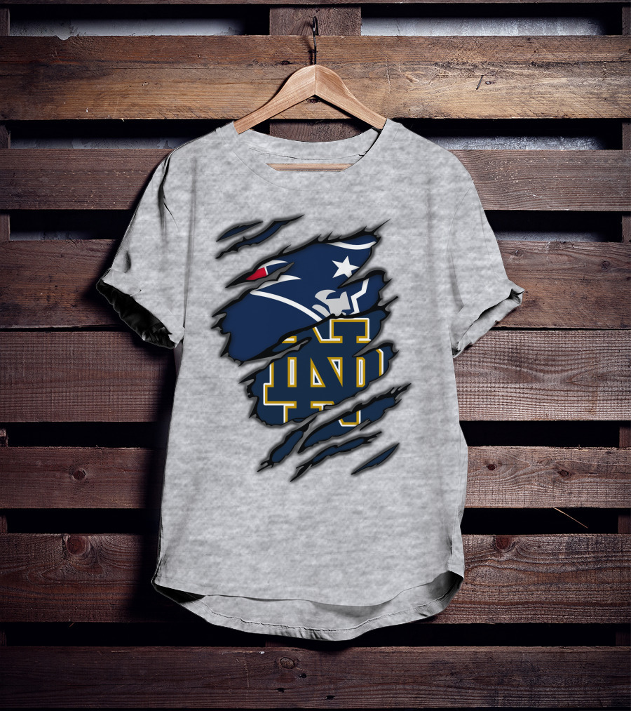 New England Patriots Notre Dame Fighting Irish Logo Mashup T-Shirt