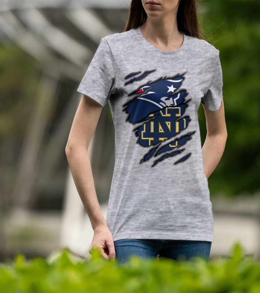 New England Patriots Notre Dame Fighting Irish Logo Mashup T-Shirt