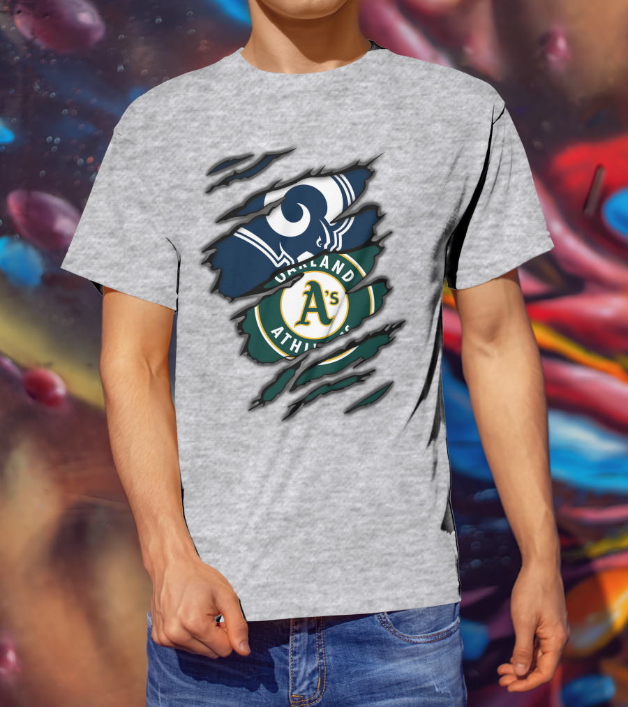 Rams Oakland Athletics Dual Fan Torn Layers T-Shirt