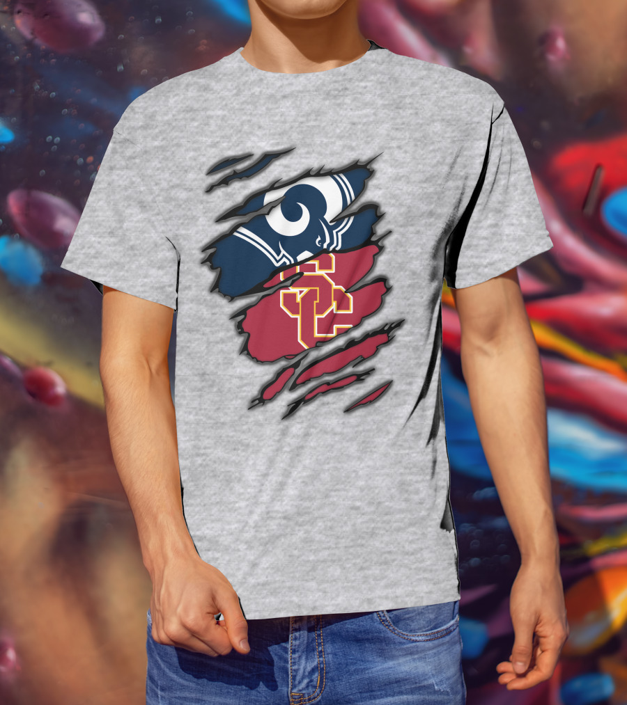 Rams USC Trojans Claw Marks T-Shirt