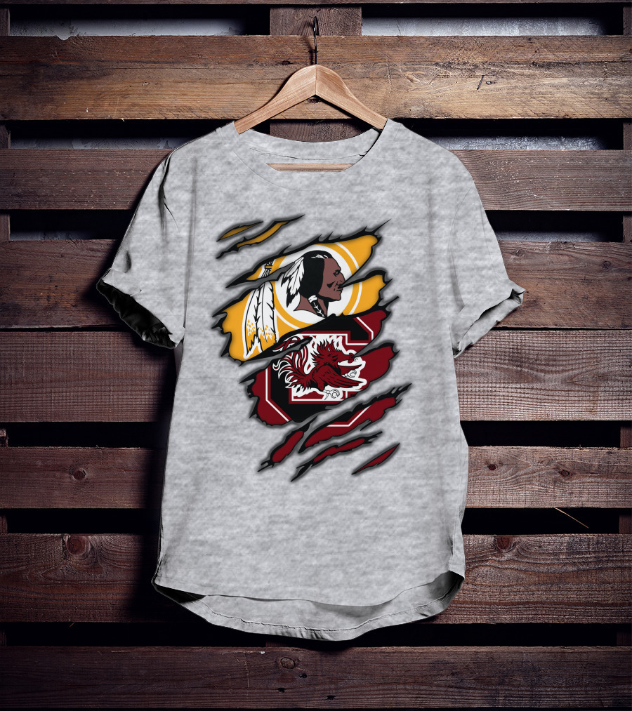 Redskins South Carolina Gamecocks Logo Mashup T-Shirt