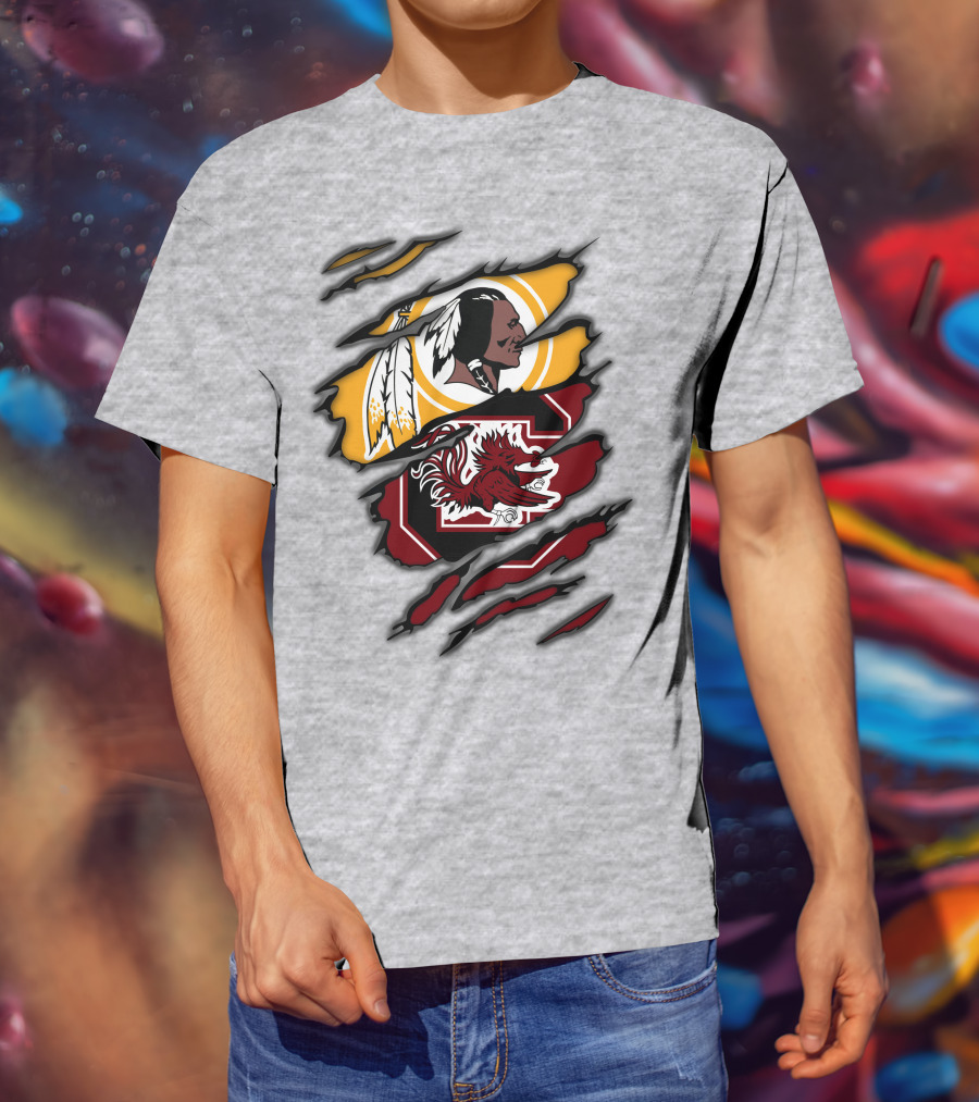 Redskins South Carolina Gamecocks Logo Mashup T-Shirt