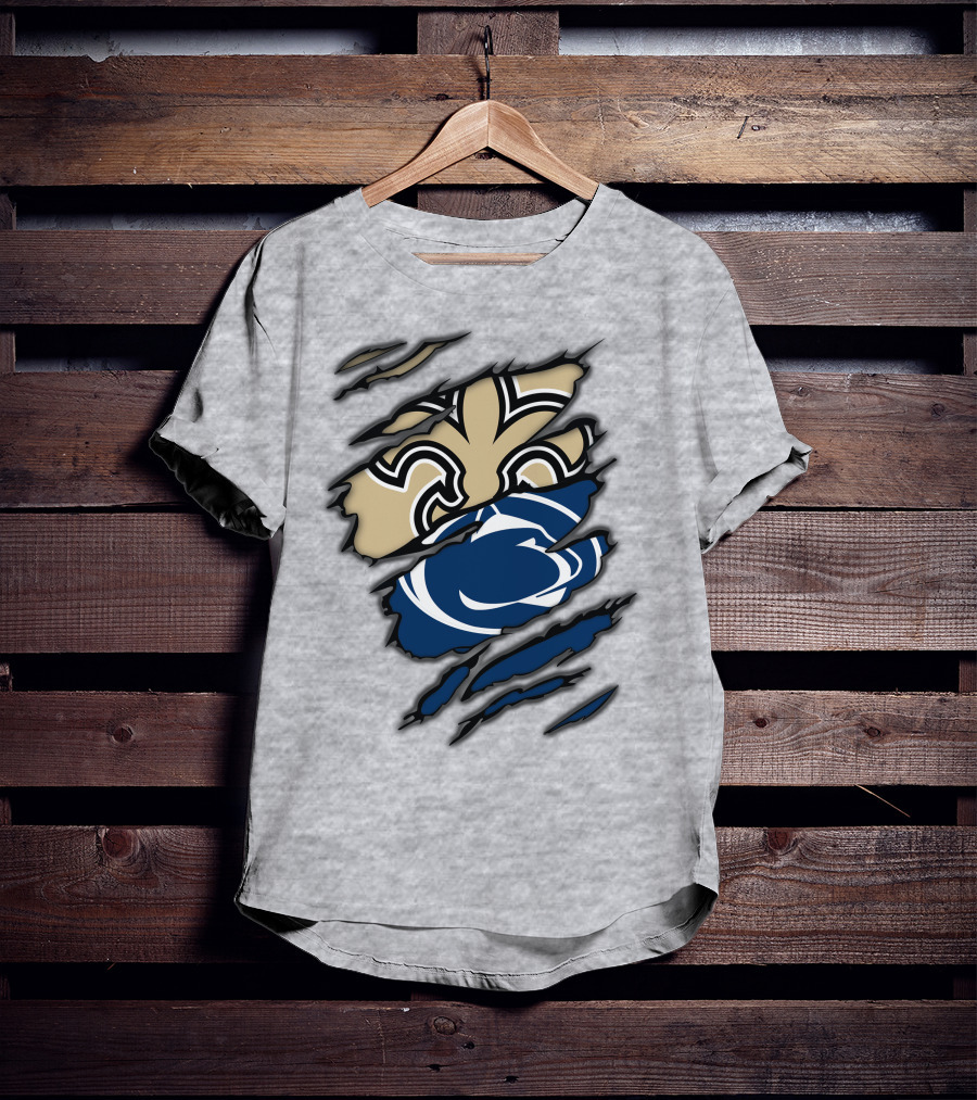Saints Penn State Logo Combination Torn Effect T-Shirt