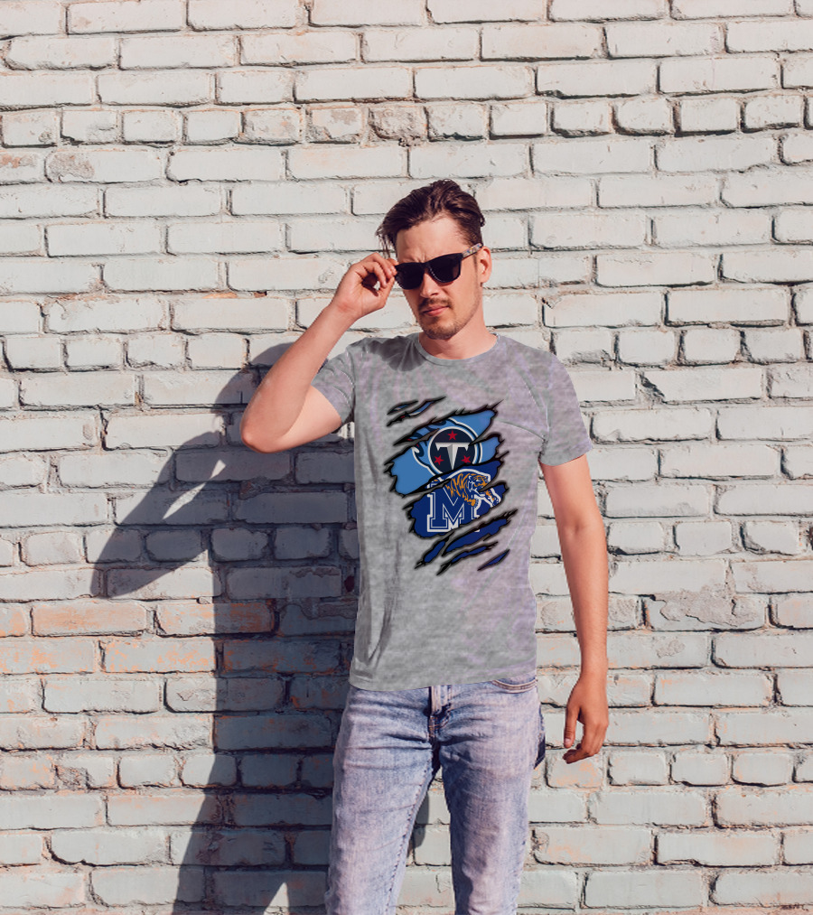 Tennessee Titans Memphis Tigers Claw Marks Logo Fusion T-Shirt