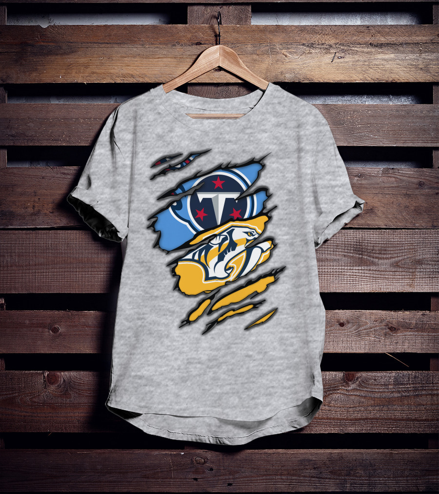 Tennessee Titans Nashville Predators Claw Logo Mashup T-Shirt