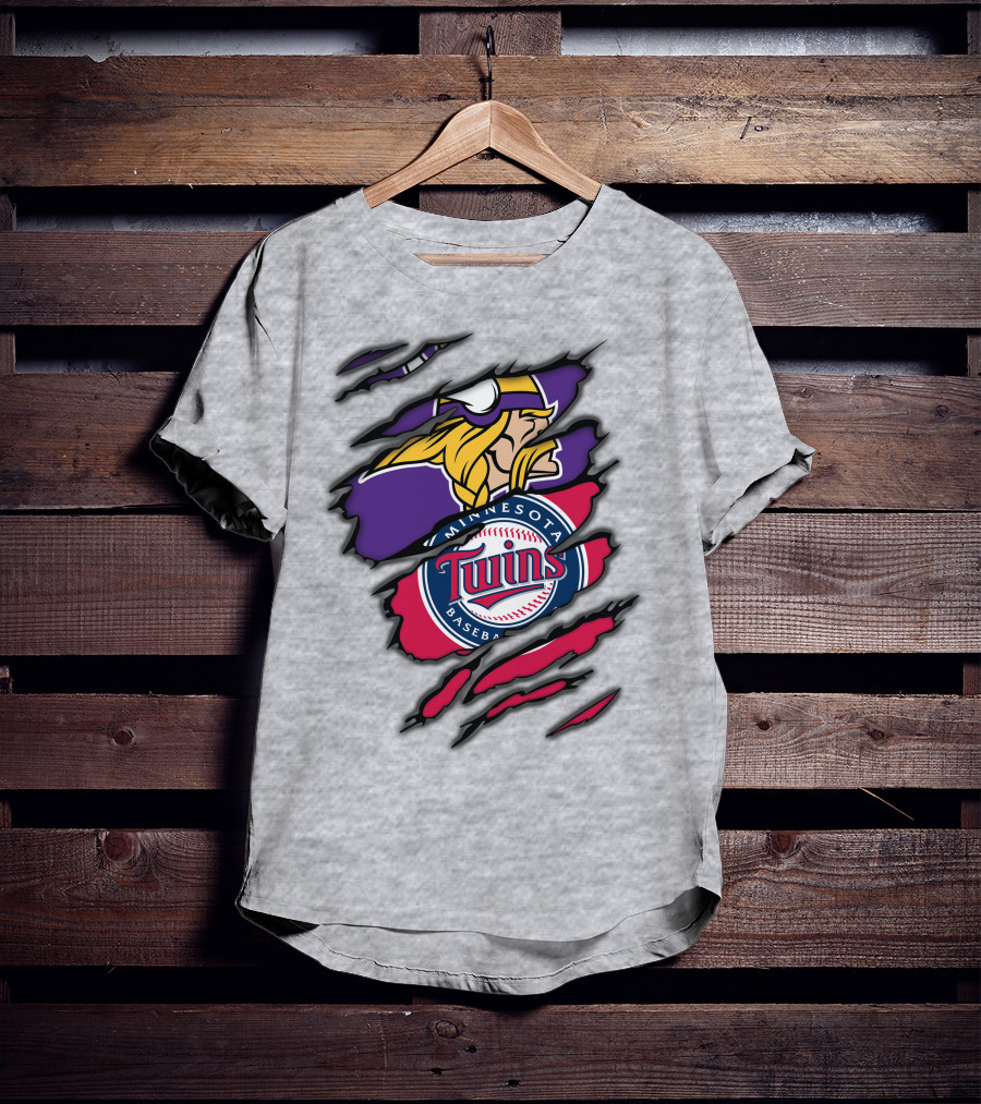 Minnesota Vikings And Twins Baseball Fusion T-Shirt