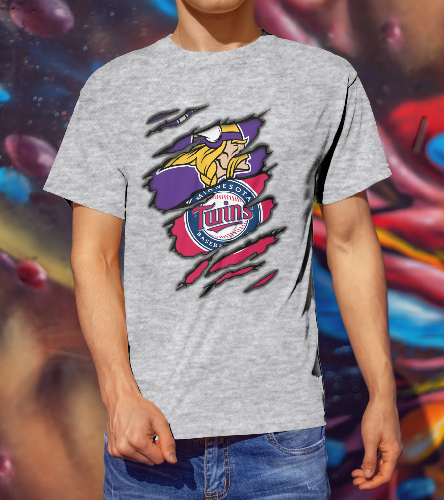 Minnesota Vikings And Twins Baseball Fusion T-Shirt