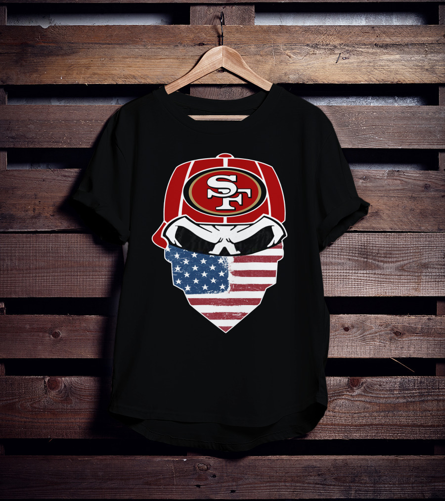 49ers Skull Sf American Flag Bandana T-Shirt