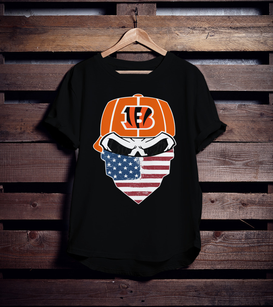 Bengals Skull American Flag Bandana T-Shirt