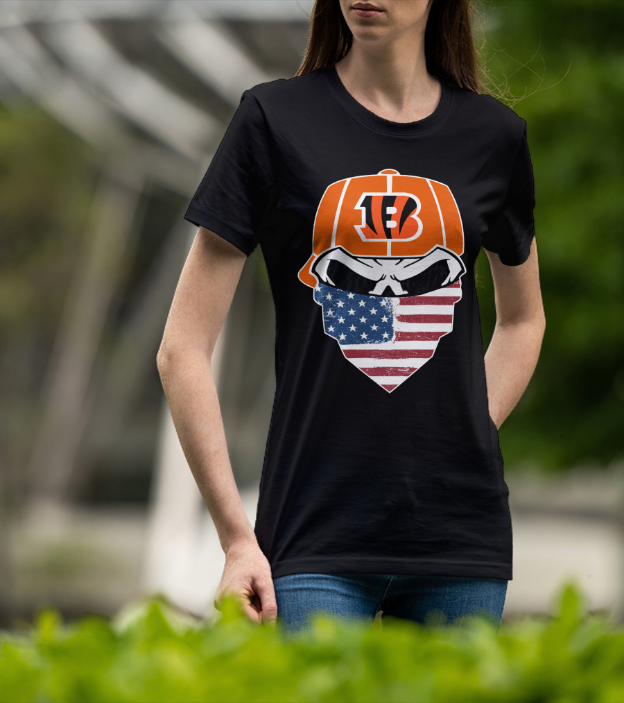 Bengals Skull American Flag Bandana T-Shirt