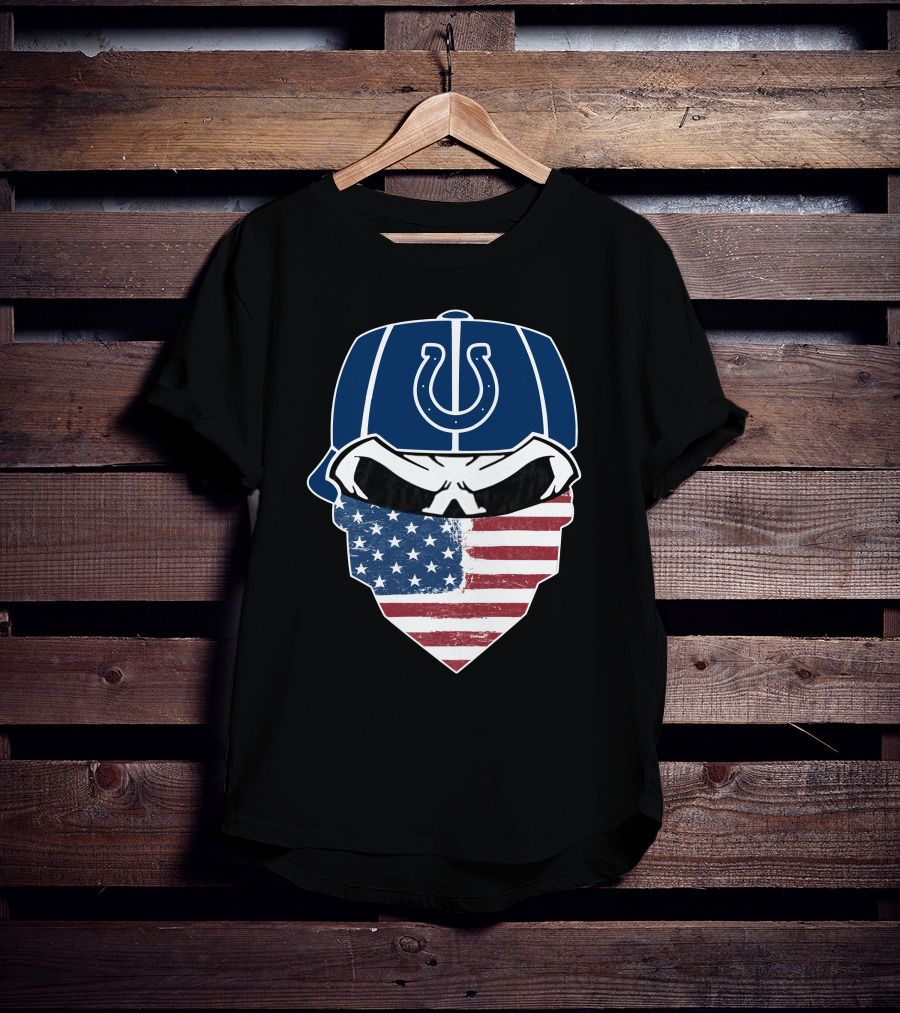 Indianapolis Colts Skull American Flag Bandana T-Shirt
