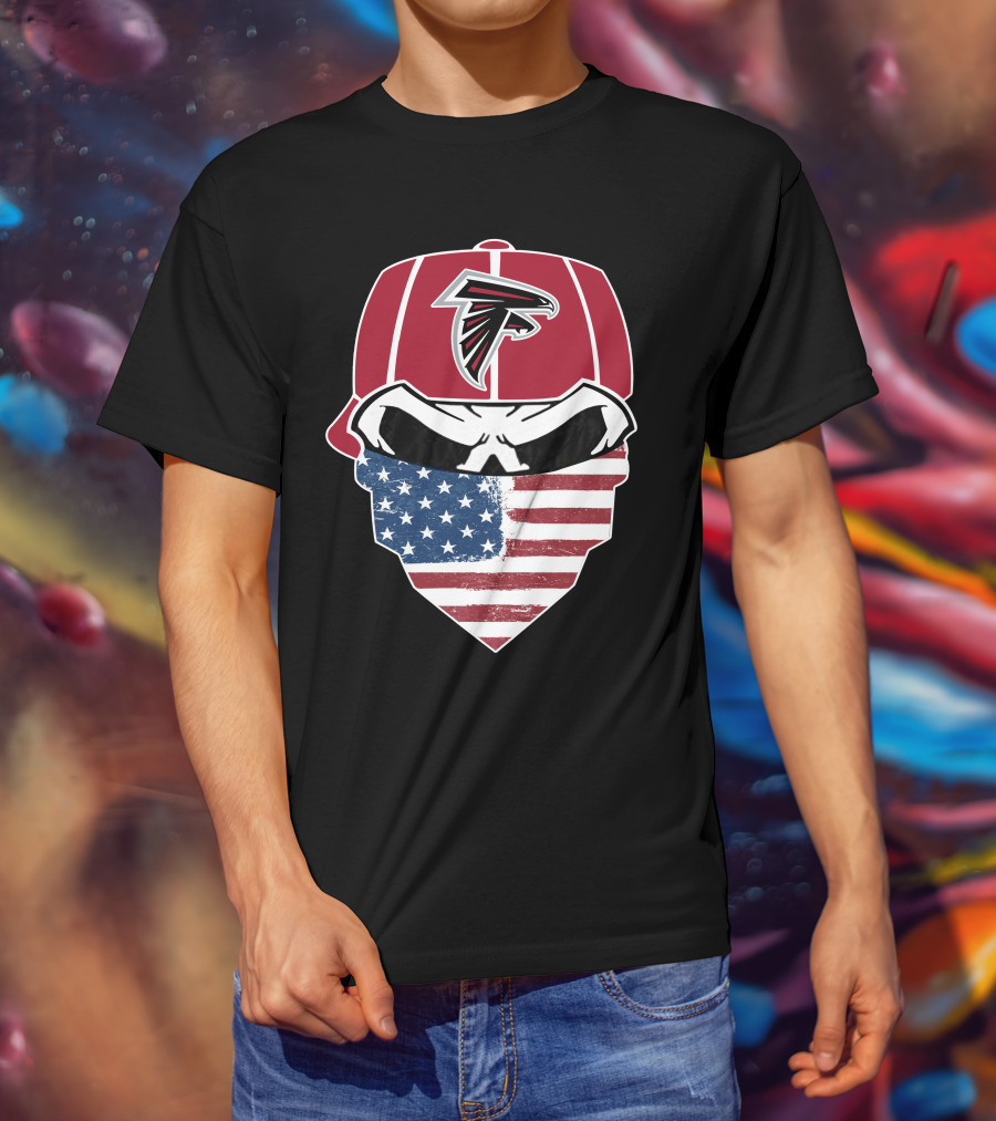 Falcons Skull American Flag Bandana Hat NFL T-Shirt