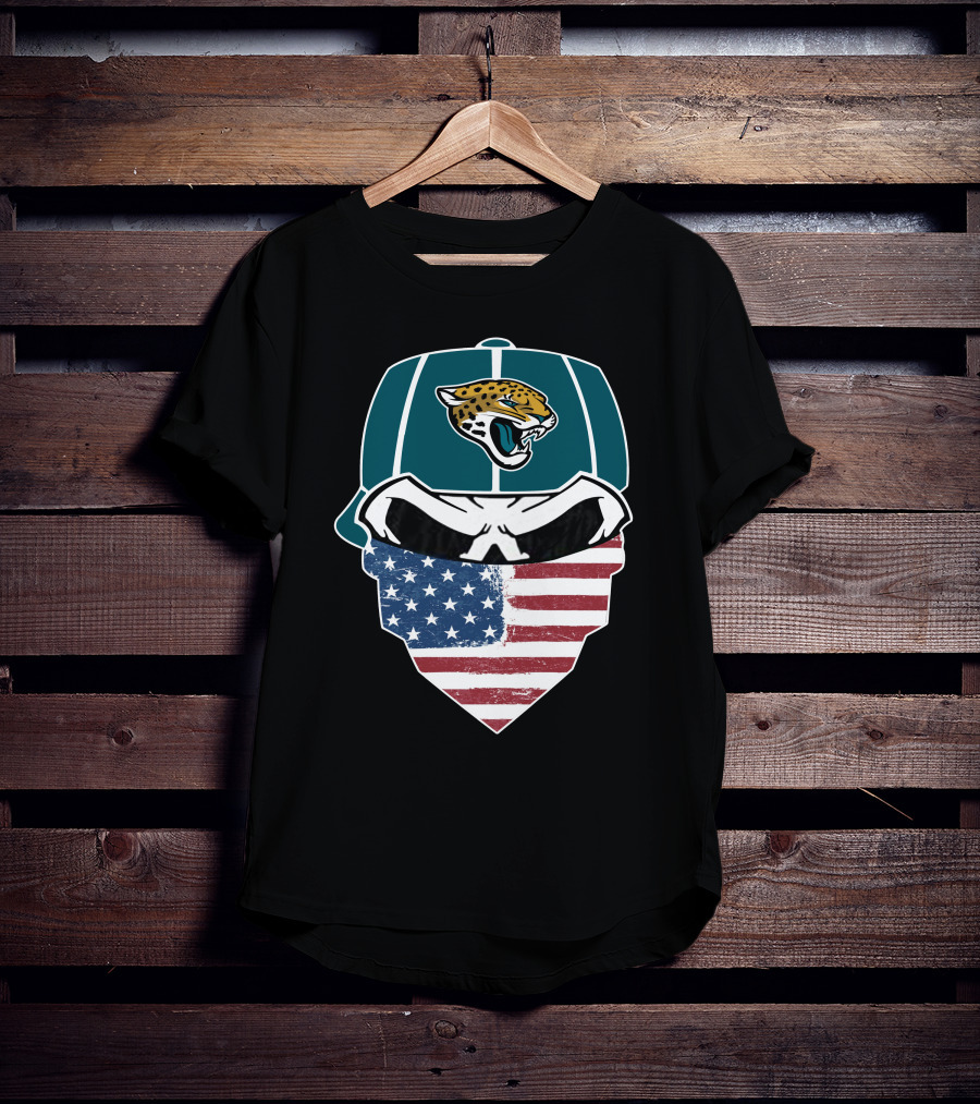 Jaguars Skull American Flag Bandana T-Shirt