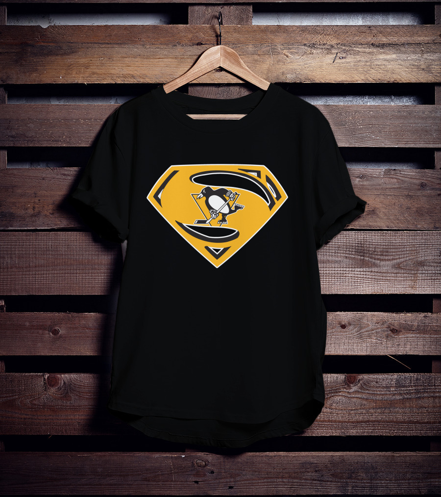 Superman Pittsburgh Penguins Hockey Logo Fusion T-Shirt