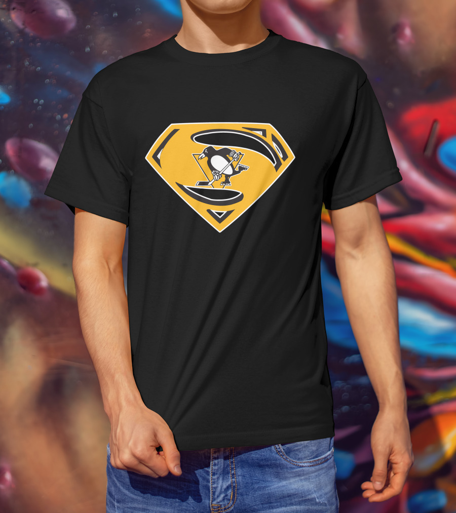 Superman Pittsburgh Penguins Hockey Logo Fusion T-Shirt