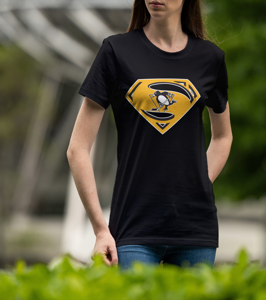 Superman Pittsburgh Penguins Hockey Logo Fusion T-Shirt