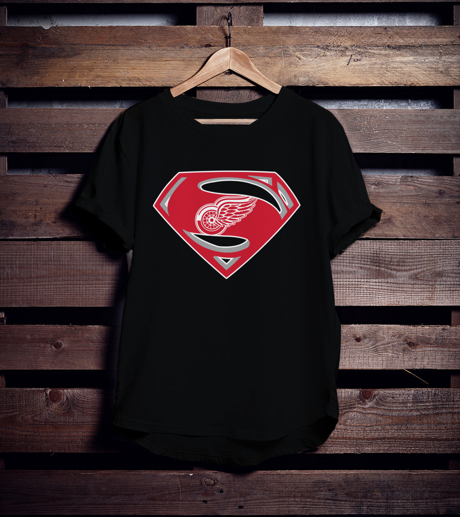 Superman Detroit Red Wings Logo Emblem T-Shirt