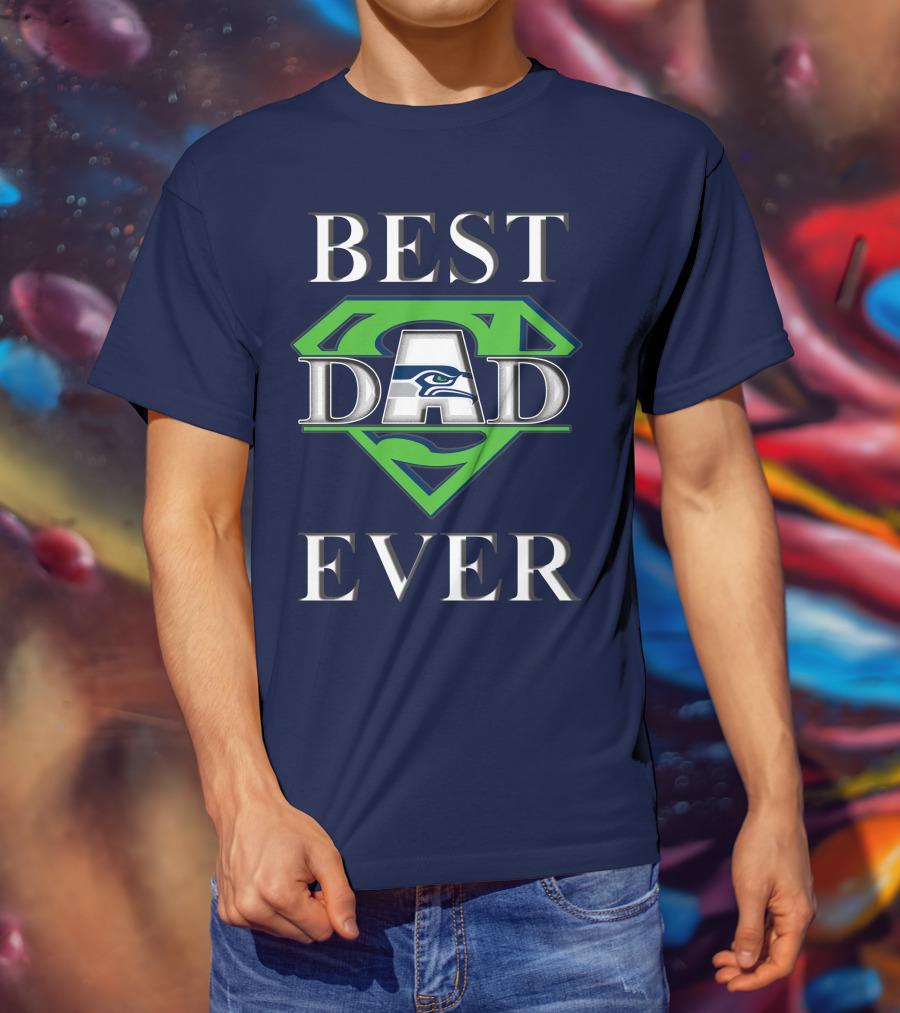 Seahawks Best Dad Ever Superhero T-Shirt