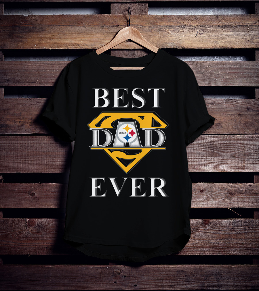 Steelers Best Dad Ever Super Dad Logo Shield T-Shirt